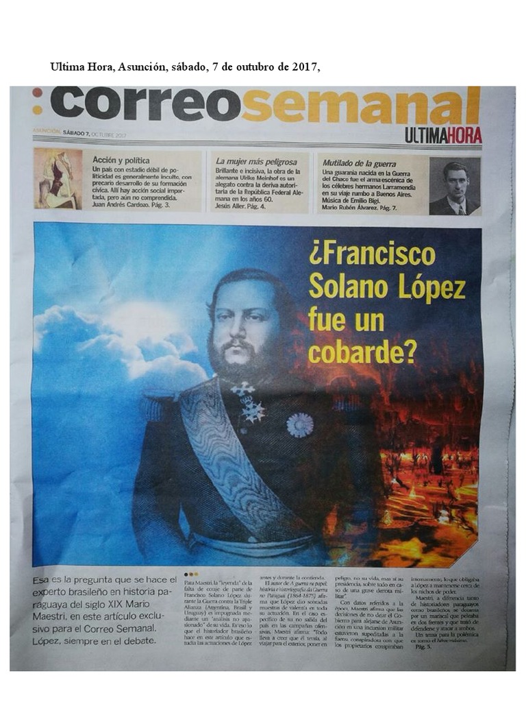Coraje y liderazgo de Solano López | PDF | Paraguay | Conflicto armado