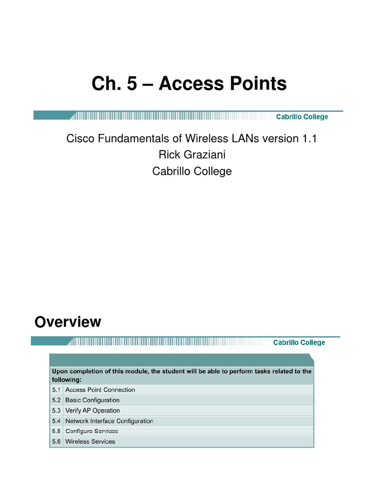 Cisco Wireless LAN - Access Points - Mod 5 | PDF | Networking Standards ...