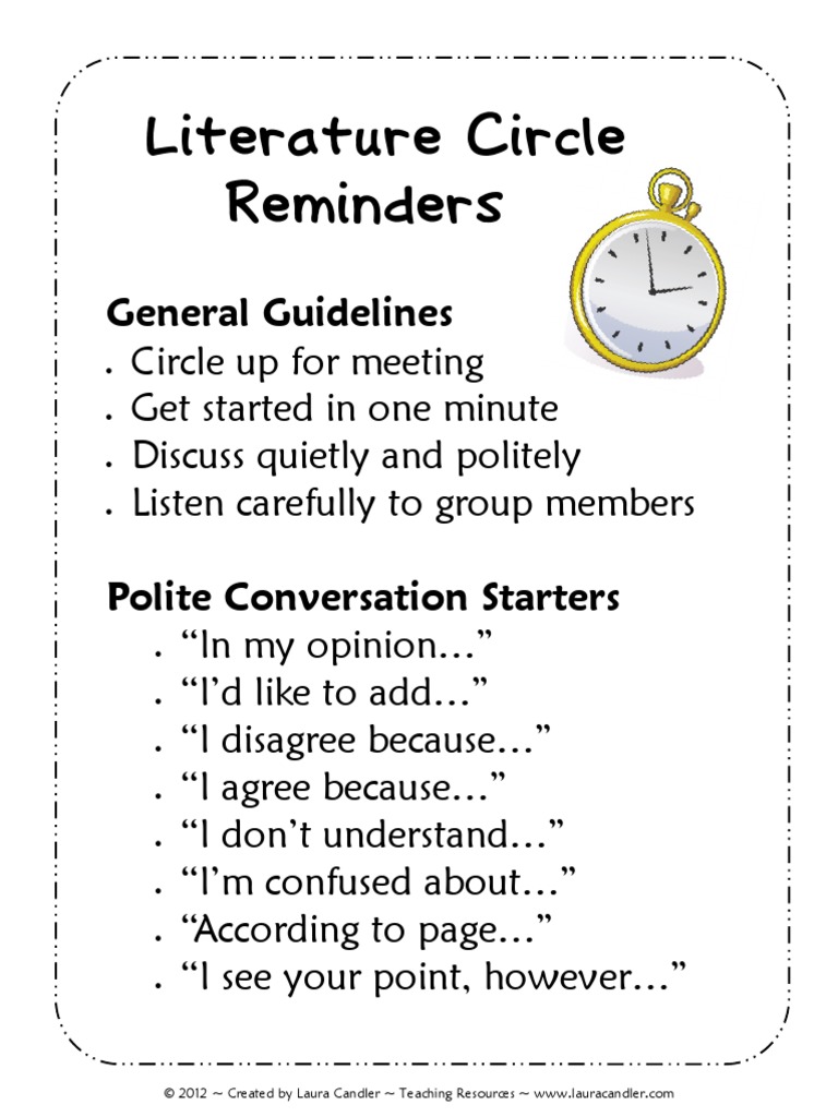 Literature Circle Meeting Guidelines | PDF