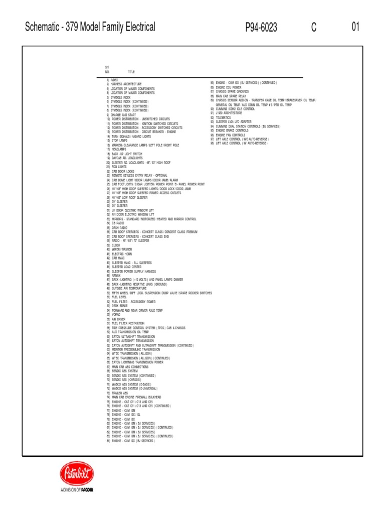 Peterbilt 379 Wiring Diagrams/ Schematics | Anti Lock Braking System