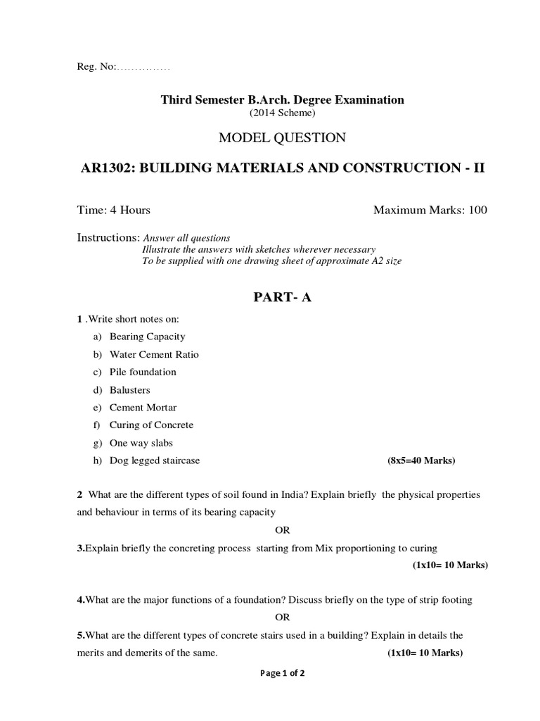 Building Materials and Construction Exam | PDF | Beam (Structure) | Bending