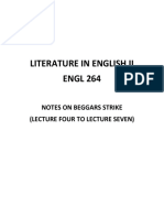 Literature in English Ii ENGL 264: Notes On Beggars Strike (Lecture Four To Lecture Seven)
