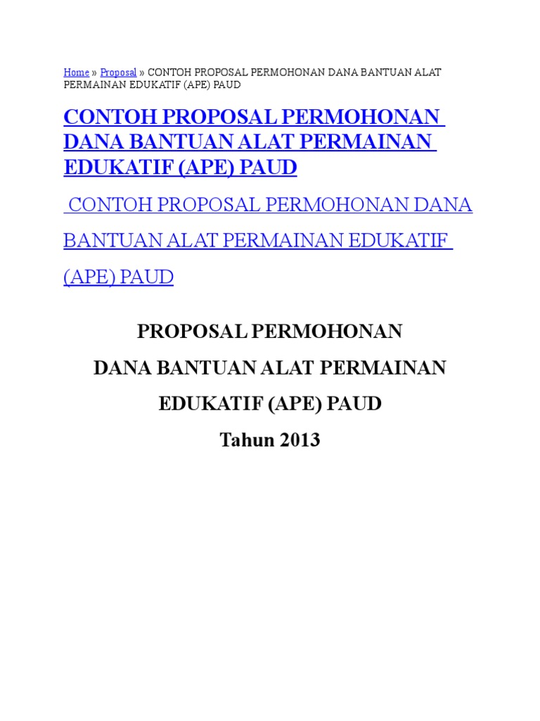 Contoh Proposal Ape