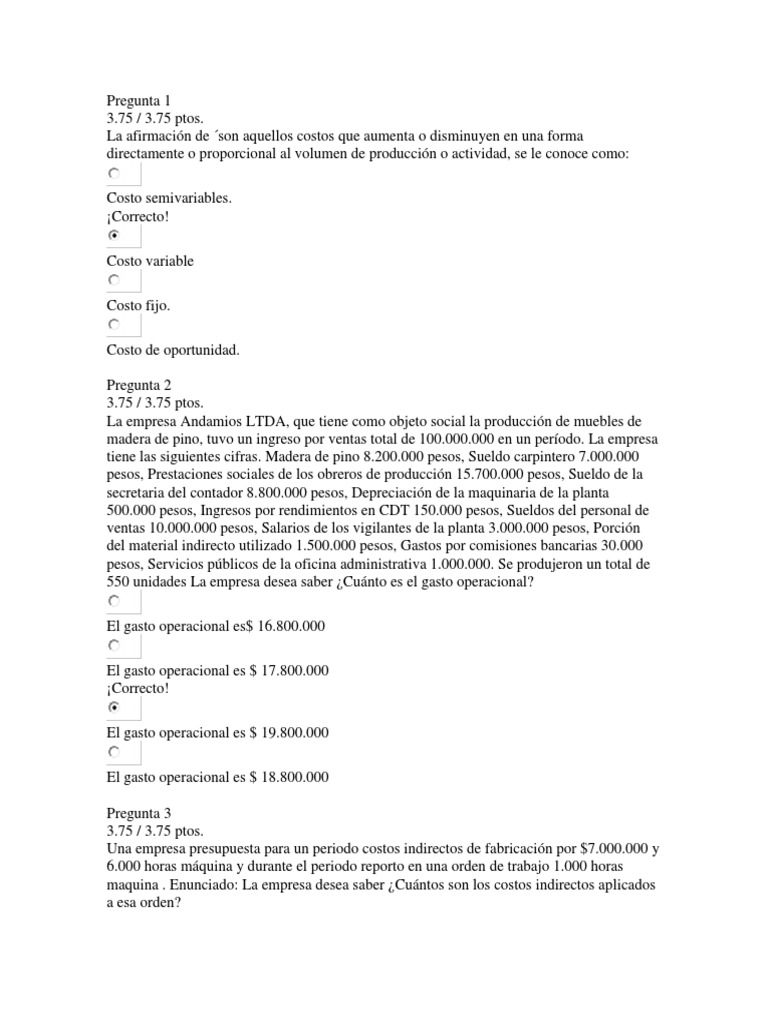 Examen Parcial Semana 4 Costos y Presupuestos PDF | PDF | Depreciación ...