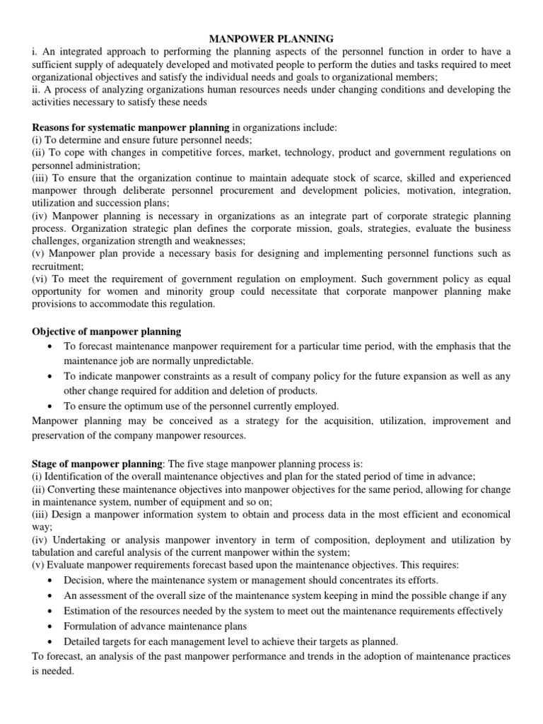 Manpower Planning | PDF | Human Resources | Inventory