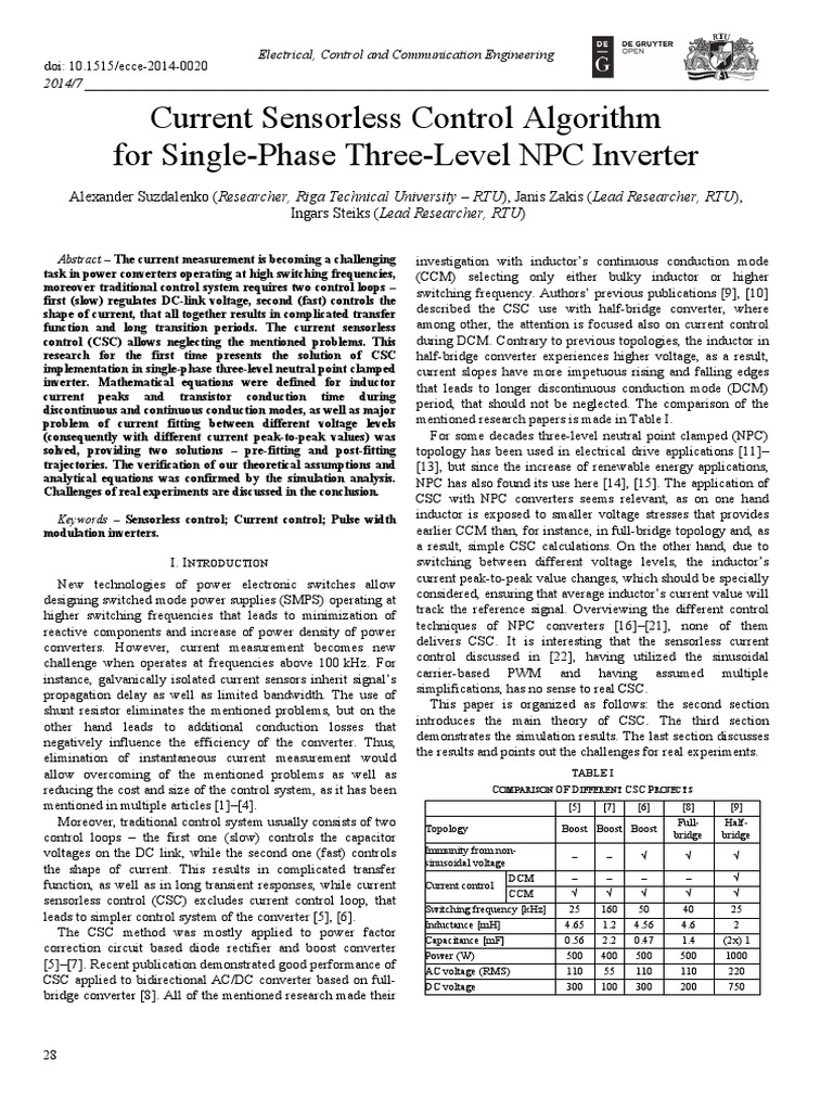 (22559159 Electrical, Control and Communication Engineering) Current