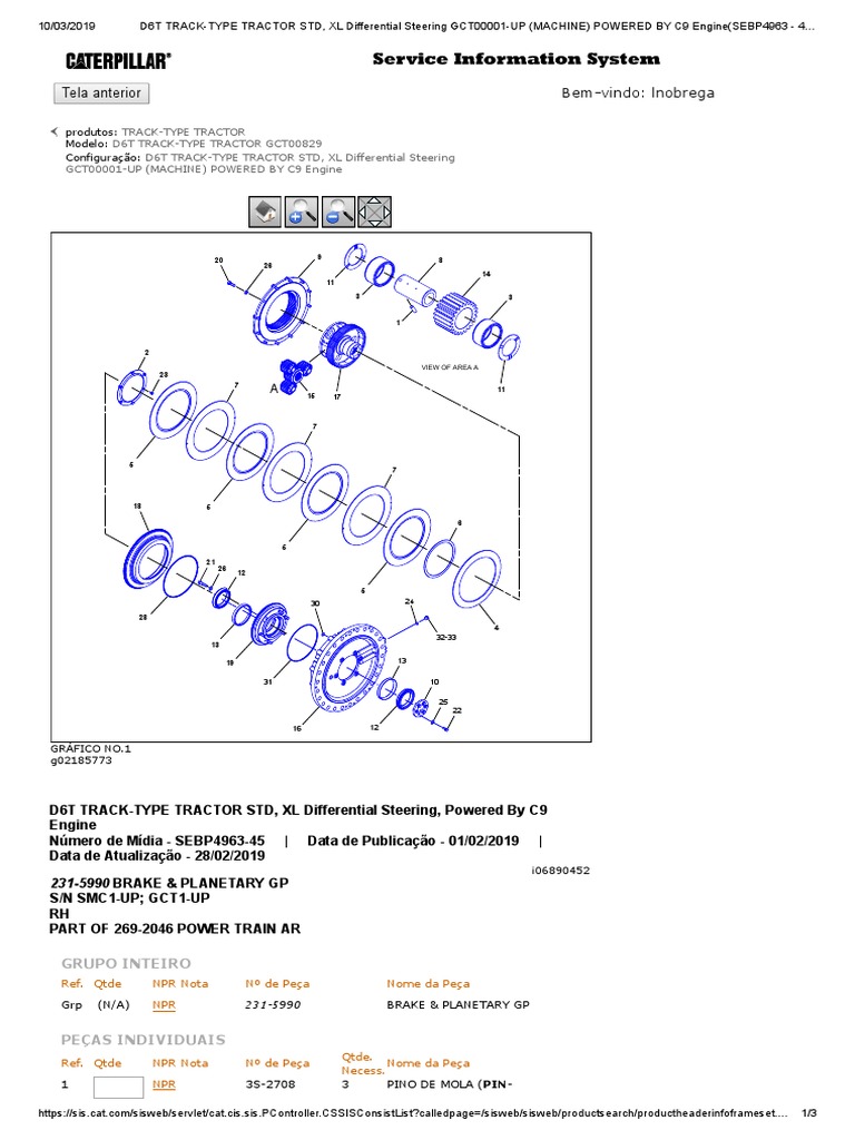 d6t TrackType Tractor STD, XL Differential Steering Gct00001Up