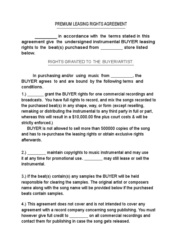 Premium Leasing Rights Contract | PDF