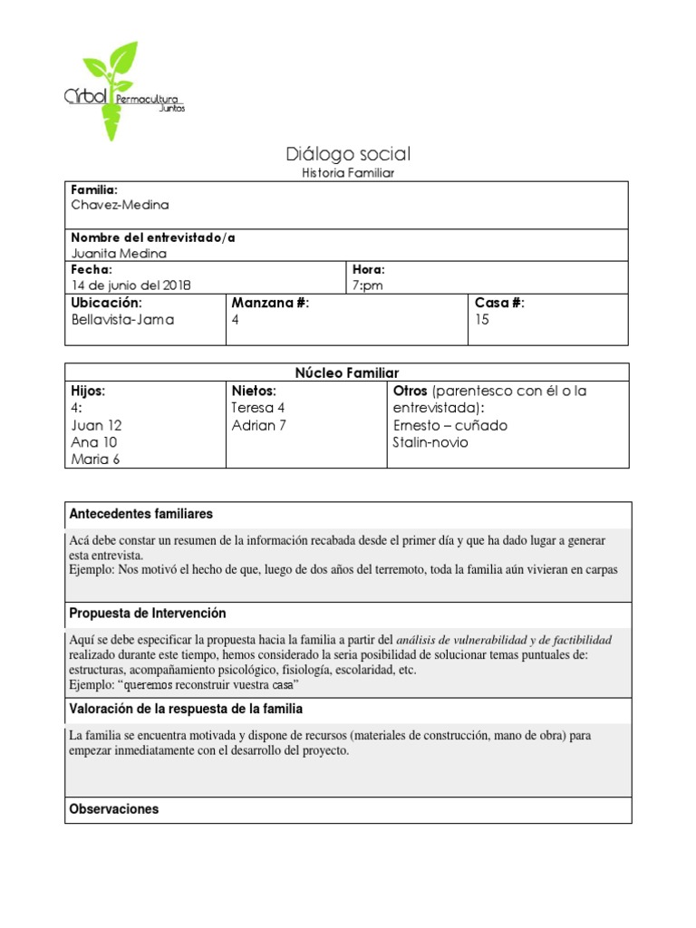 Plantilla Entrevista en Trabajo Social Trabajo Social