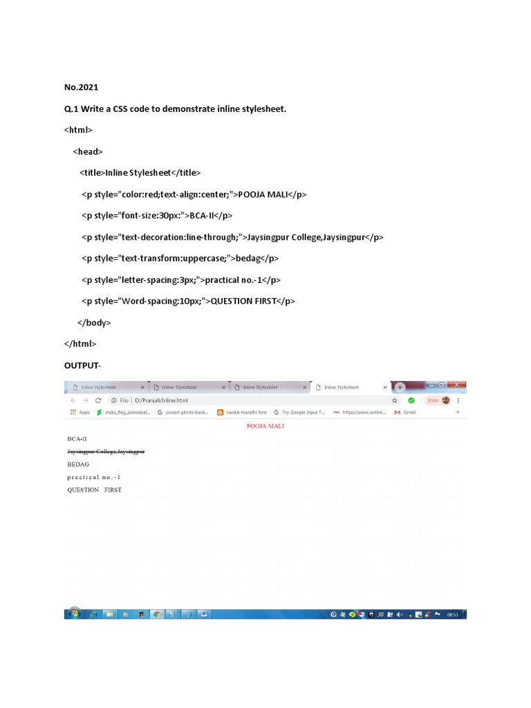 CSS Inline Stylesheet Example | PDF | Career & Growth | Computers