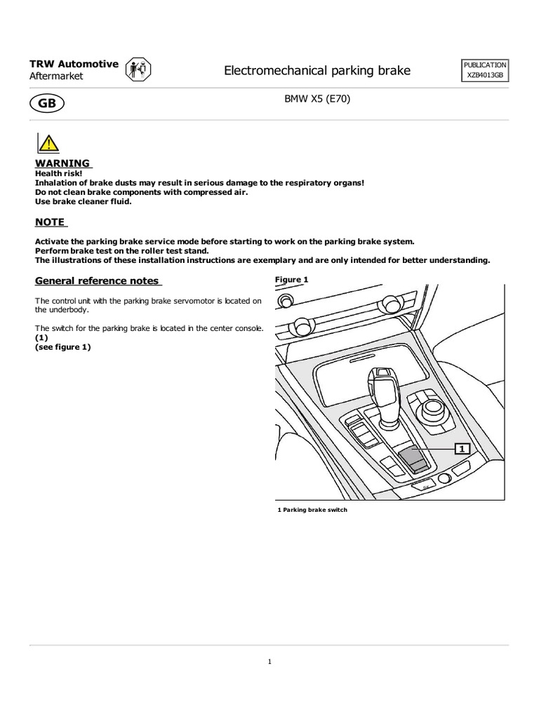 BMW F10 Parking Brake Release PDF Brake Switch