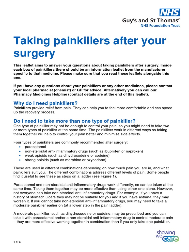 Painkillers After Surgery PDF Analgesic Morphine