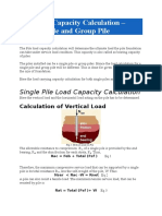 Pile Load Capacity Calculation - Single Pile and Group Pile