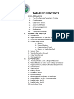 Pre-Service Teacher Narrative Report Table of Contents