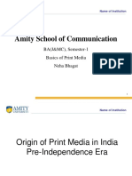 Amity School of Communication: BA (J&MC), Semester-1 Basics of Print Media Neha Bhagat
