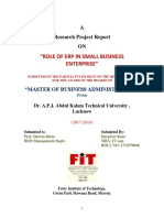 "Role of Erp in Small Business Enterprise": A Research Project Report ON