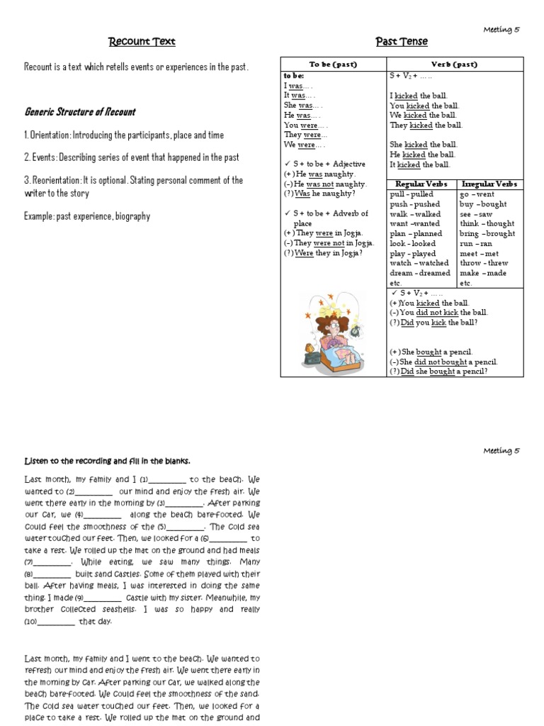Generic Structure of Recount: Recount Text Past Tense | PDF | Verb ...