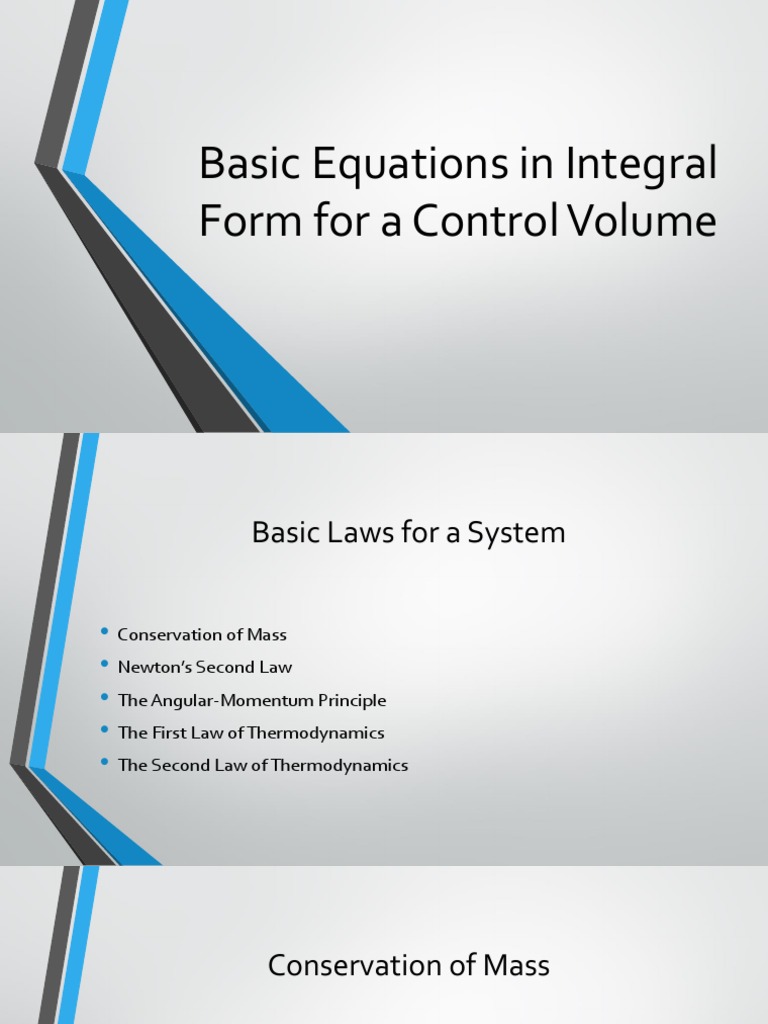 Integral Form Equations for Control Volumes | PDF