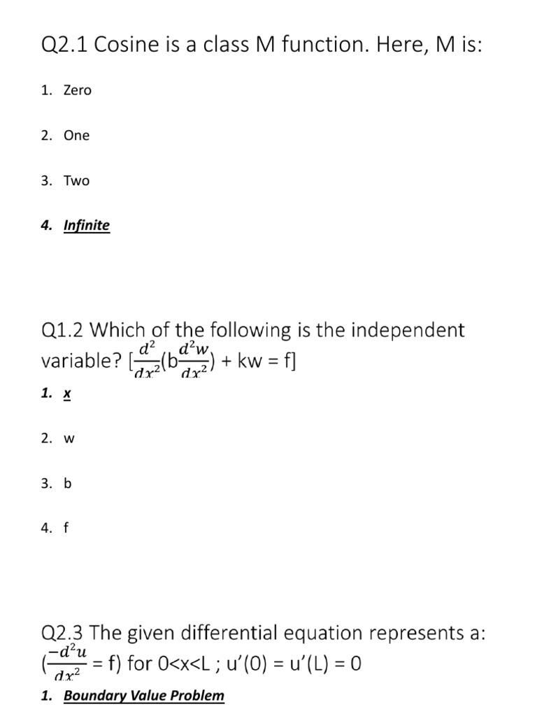 FEM Multiple Choice Questions | PDF | Teaching Methods & Materials