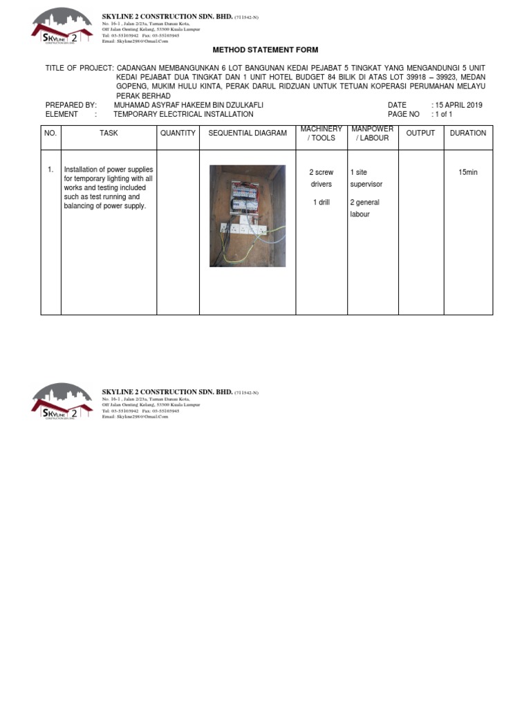 Temporary Power Installation Method | PDF | Technology & Engineering