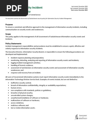 Information Security Incident Management