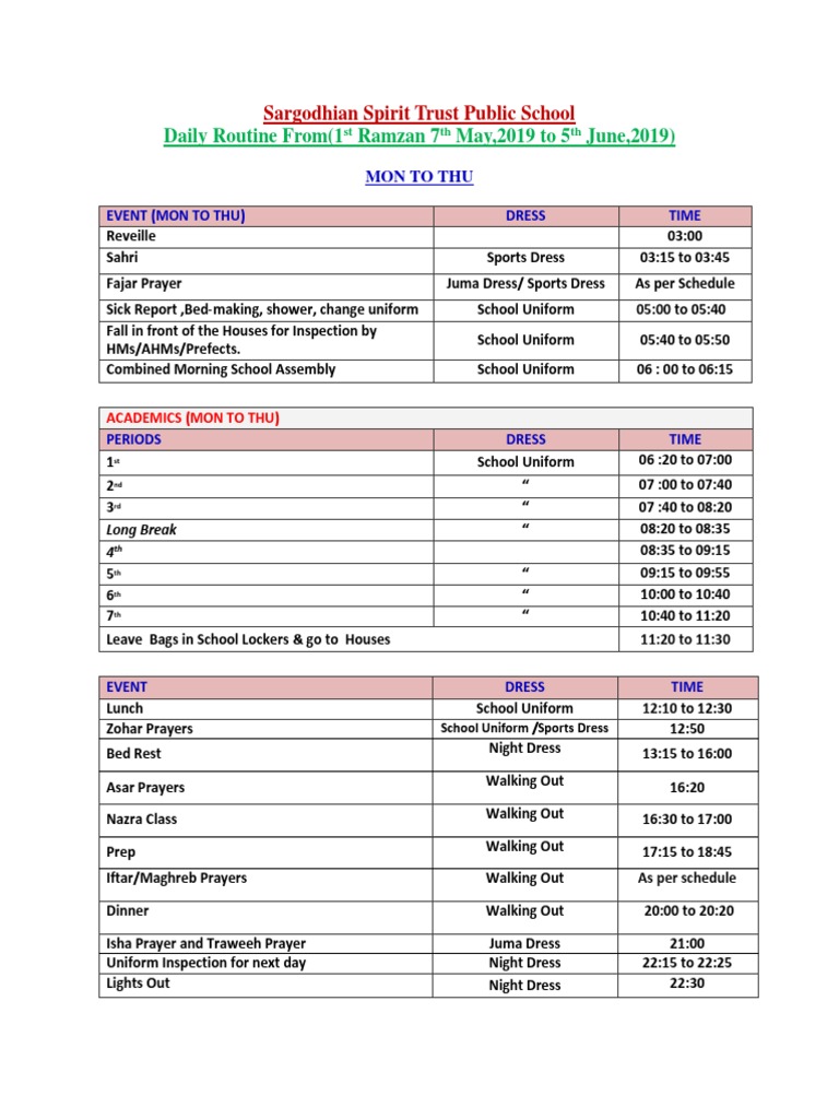 Daily Routine for Ramzan 2019 | PDF | Ramadan