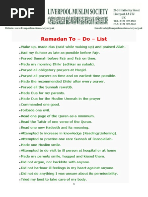 Ramadan To Do List