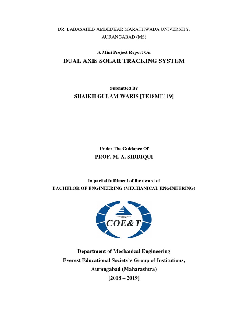 Dual Axis Solar Tracking System Project | PDF