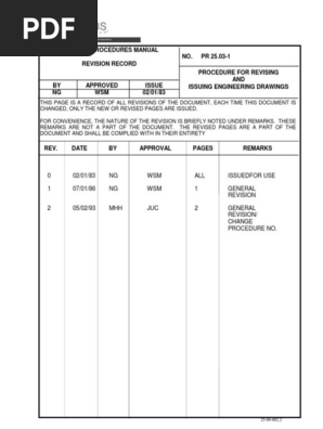 ノート Jacobs: Company Procedures Manual Revision Record No. PR