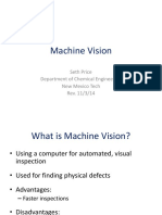 Machine Vision: Seth Price Department of Chemical Engineering New Mexico Tech Rev. 11/3/14