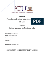 Cultural Autonomy of Muslim in India