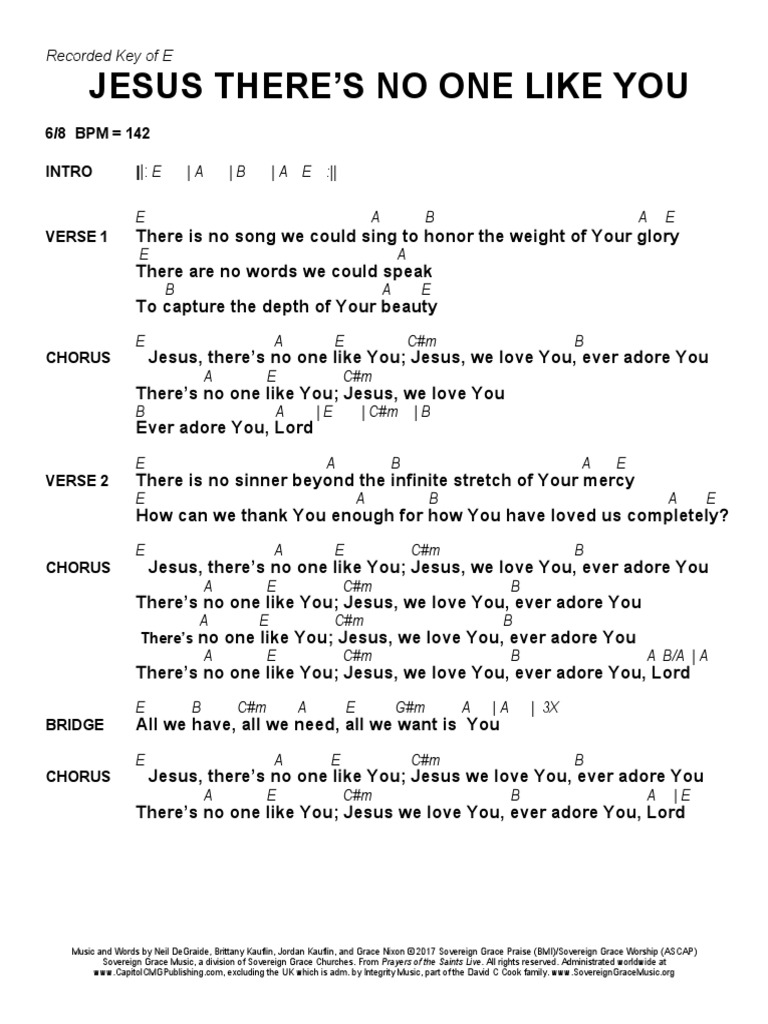 Jesus There S No One Like You 6 8 Bpm 142 Intro Song Structure Songs Your love is overwhelming your spirit is compelling and jesus, i surrender every part of me. scribd