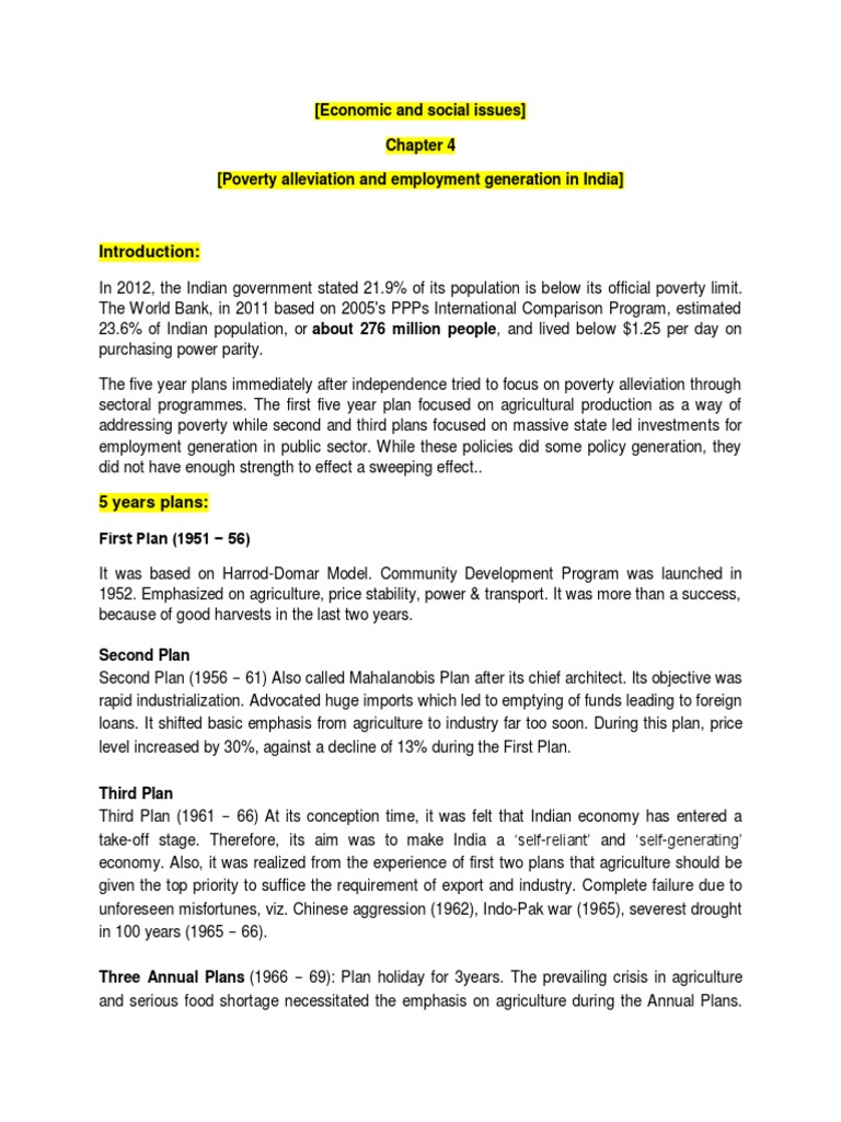 Poverty Alleviation Programs in India | PDF | Employment | Economies