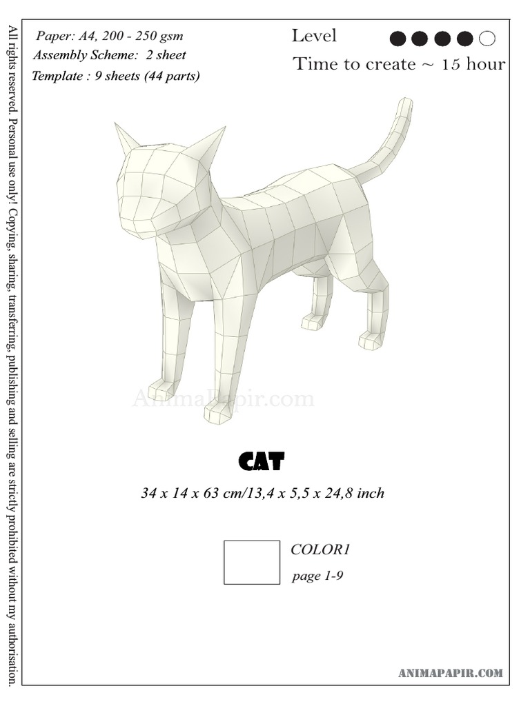 Cat Paper Model Assembly Guide | PDF | Media Technology | Communication ...