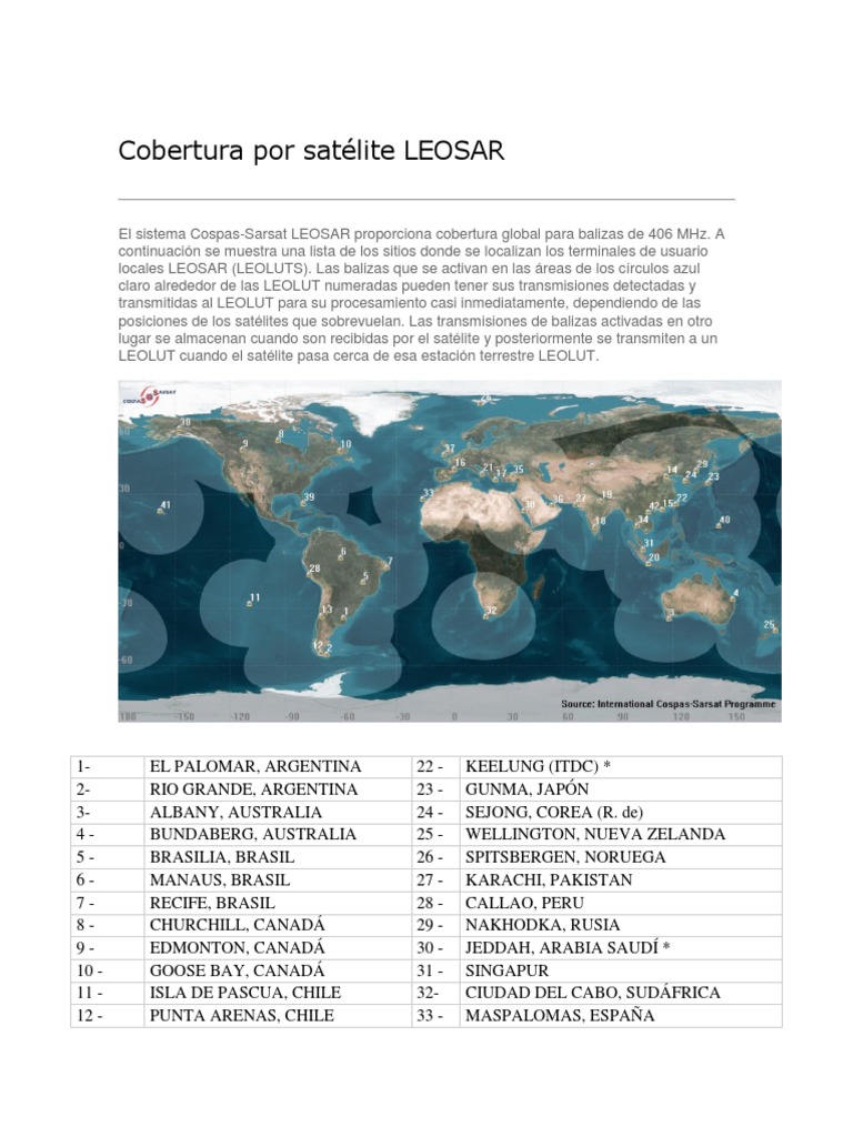 Cobertura Global LEOSAR para Balizas 406 MHz | PDF