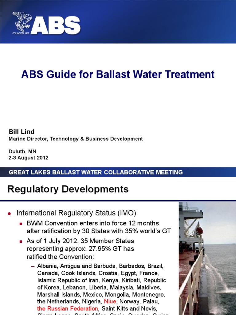 ABS Guide For Ballast Water Treatment Bill Lind PDF Ships Chemistry