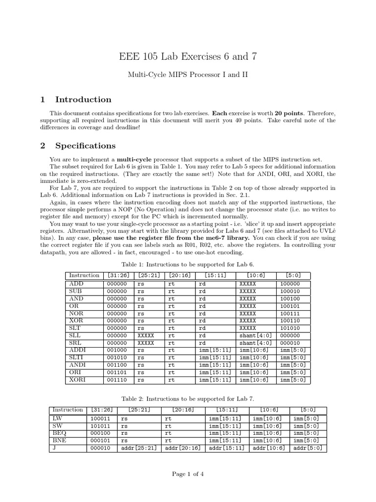 MIPS Processor Lab Guide | PDF | Electronics | Computer Science
