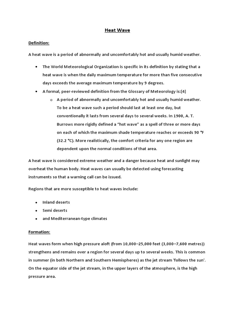 Heat Wave Definition PDF Heat Wave Atmosphere Of Earth