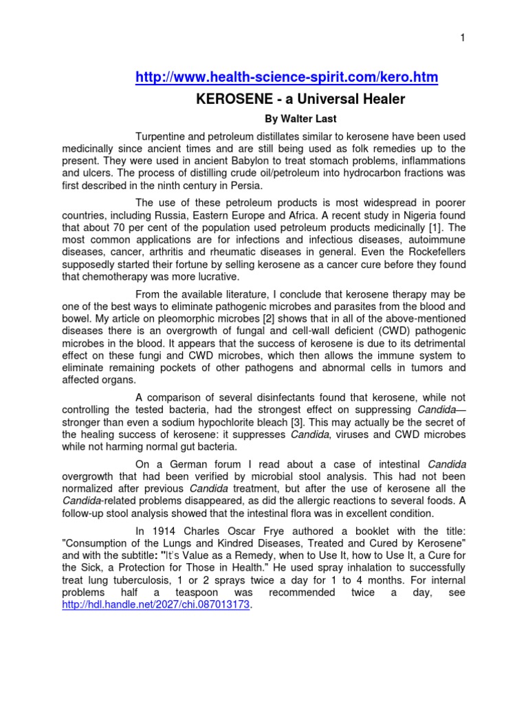 KEROSENE A Universal Healer PDF Kerosene Cancer