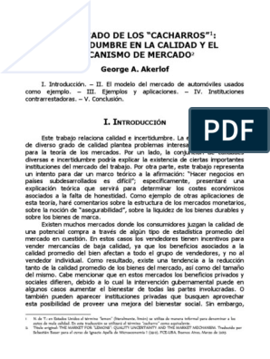 Akerlof Es | PDF | Precios | Mercado (economía)