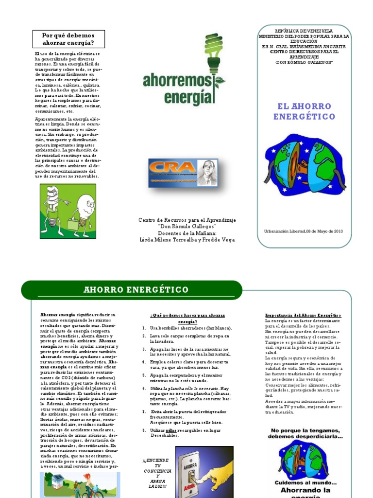 Tríptico Ahorro de Energía | PDF | Uso eficiente de energía | Dióxido ...