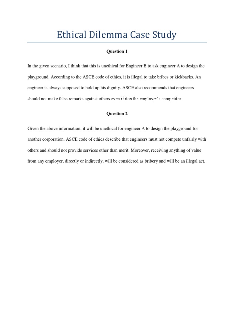 ethical dilemma case study pdf