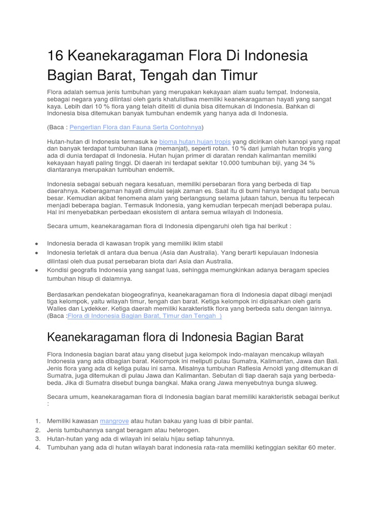 16 Keanekaragaman Flora Di Indonesia Bagian Barat Pdf