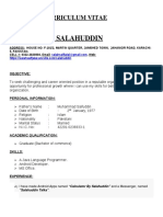 Muhammad Salahuddin: Curriculum Vitae