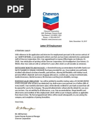 Chevron Corporation Employment Letter