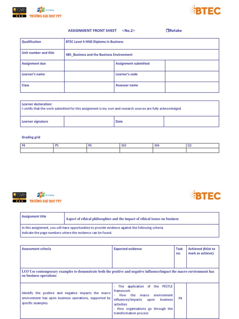 Assignment Front Sheet : Retake | PDF | Swot Analysis | Learning
