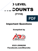 O Level Accounts Important Questions