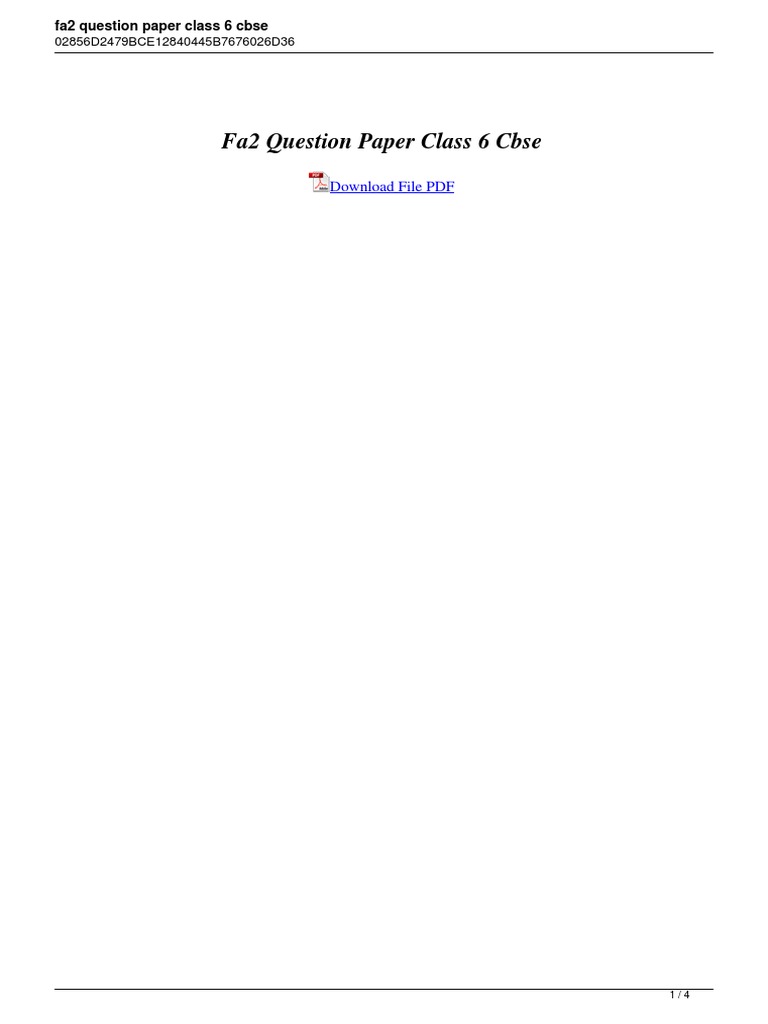 Fa2 Question Paper Class 6 Cbse PDF National Council Licensure