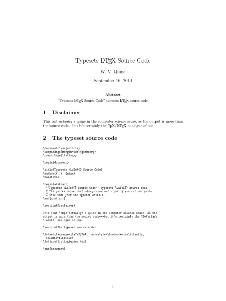 Quine-Like LaTeX Source Typesetting | PDF | Computers | Technology ...