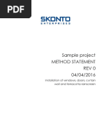 Sample Project Method Statement Rev 0 04/04/2016: Installation of Windows, Doors, Curtain Wall and Terracotta Rainscreen